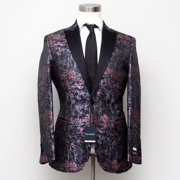 Jos A Bank 42R Camo Dinner Jacket Blazer Slim Fit Peak Lapel E01052 - Picture 2 of 9